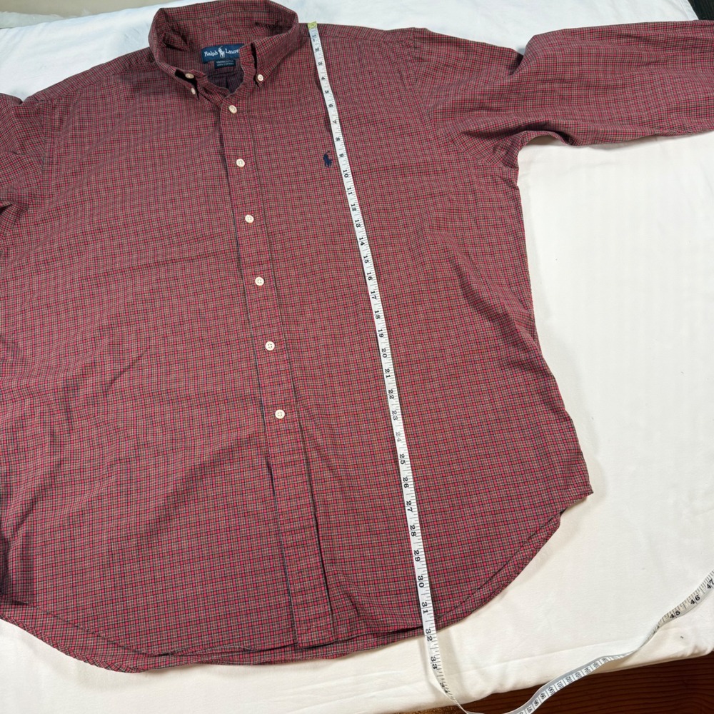 Ralph Lauren Yarmouth Mens 17 36/37 Red Plaid Cotton Button Down Shirt XL - Picture 6 of 9